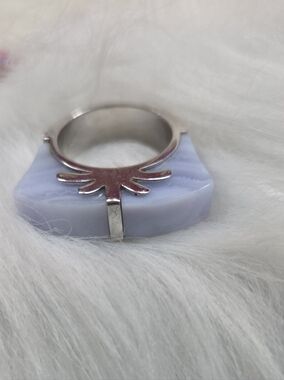 Sterling Silver And Jade Palm Accent Ring - Silver Size 8